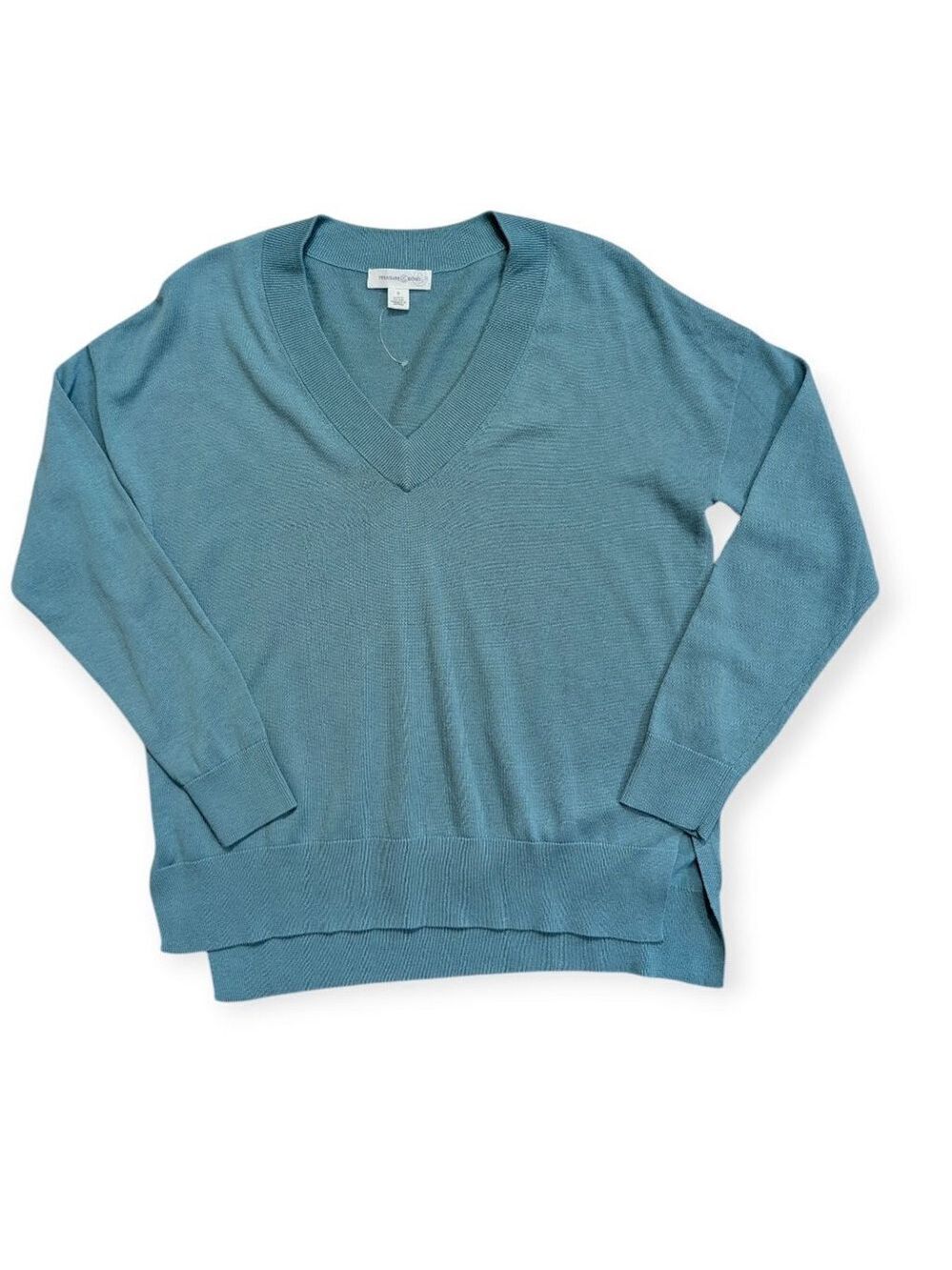 Treasure & Bond Green Seaglass V-Neck Sweater Small Lightweight